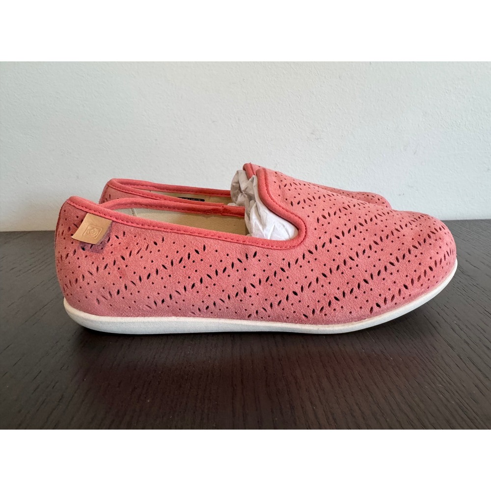 Spenco Bailey Ballet Flat Womens 5.5 W Terra Cotta Perforated Suede Slip On